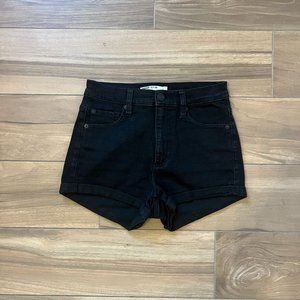 Black denim shorts